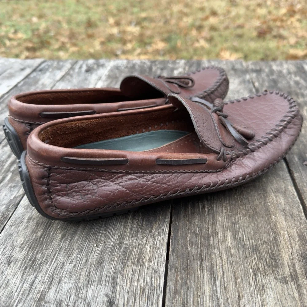 H.S. Trask Brown Leather Casual Boat Shoe Driving Loafer Moccasin Men's‎ 8 EUC